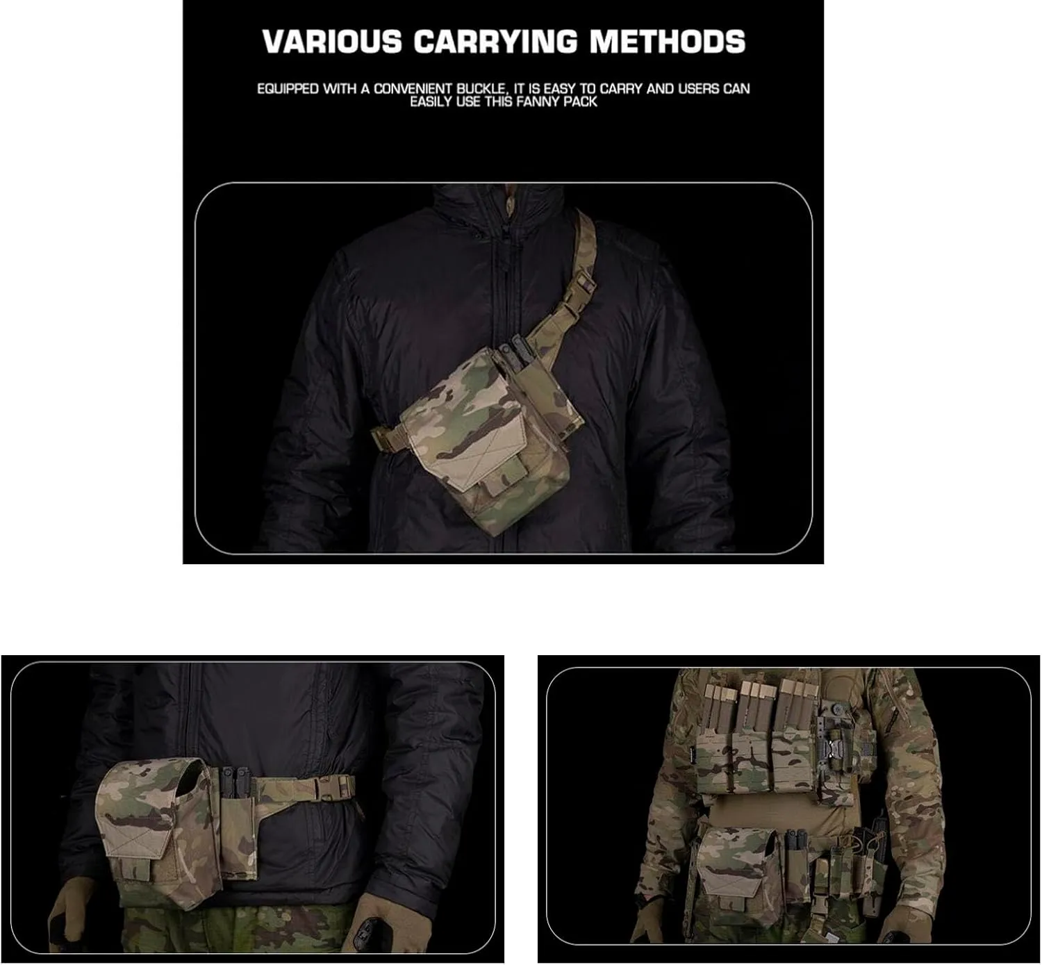 Tactical Fanny Pack Adapter Panel Waist Belt Extension Platform for Molle Pouches Magazine Pouch