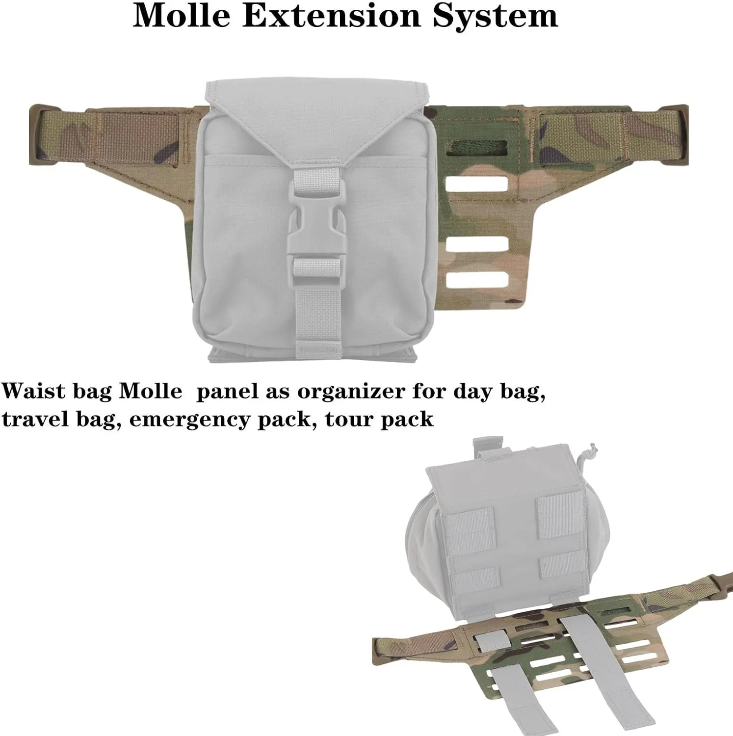 Tactical Fanny Pack Adapter Panel Waist Belt Extension Platform for Molle Pouches Magazine Pouch