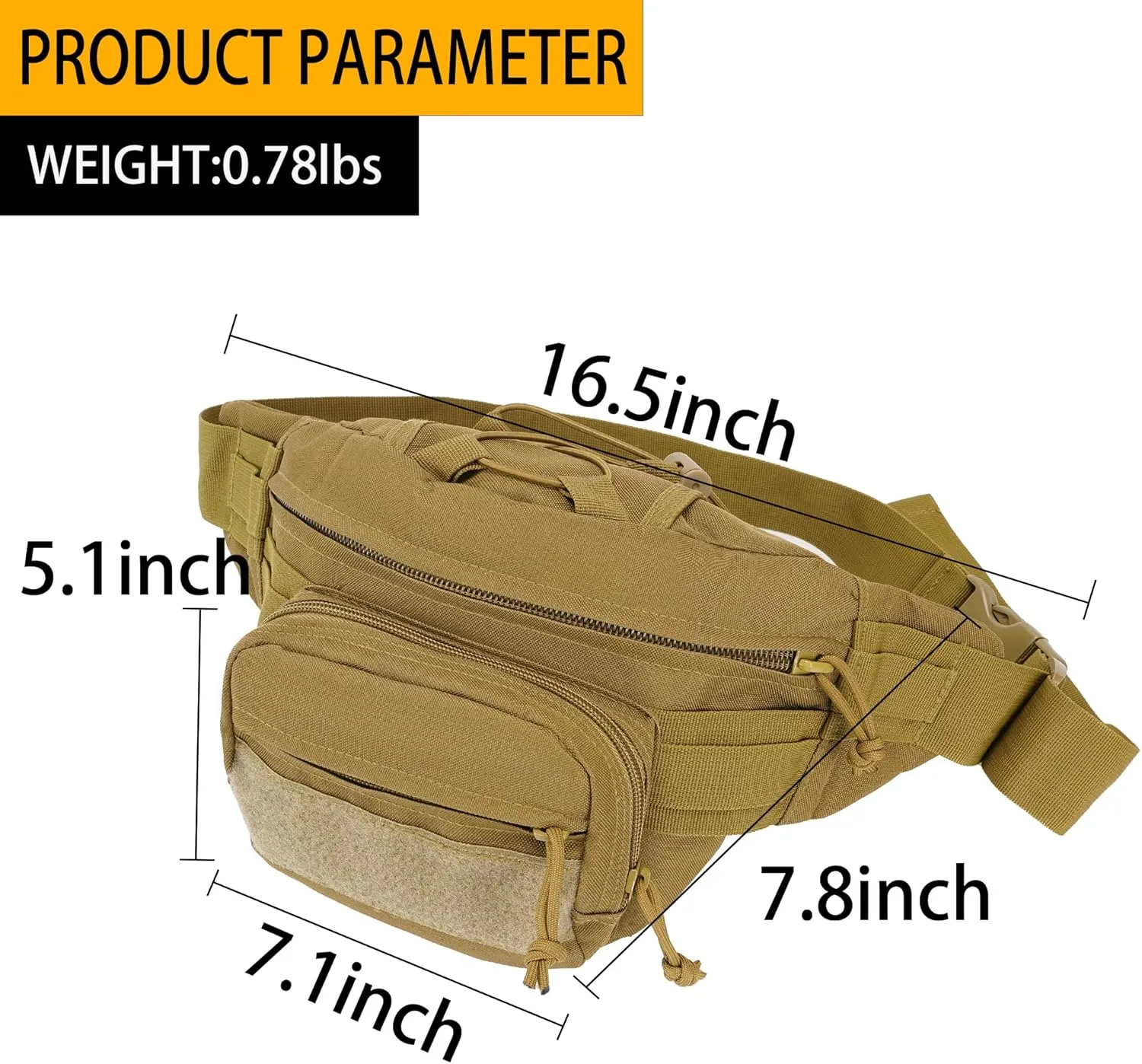 Tactical Fanny Pack for Men-Concealed Carry Waist Bag with Multi-Pockets,Durable & Comfortable Design for Outdoor Hiking,Climbing,Fishing Coyote Brown
