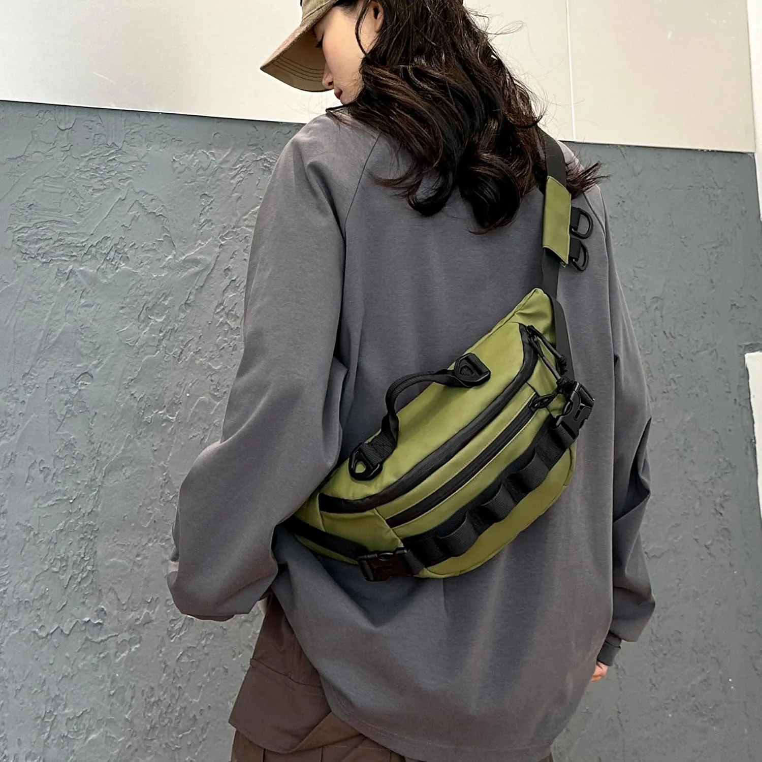 Tactical Fanny Pack for Men Women Military Waist Bag Molle Utility Hip Belt Pouch Crossbody Bags Bumbag for Cycling Hiking Walking Fishing Army Green