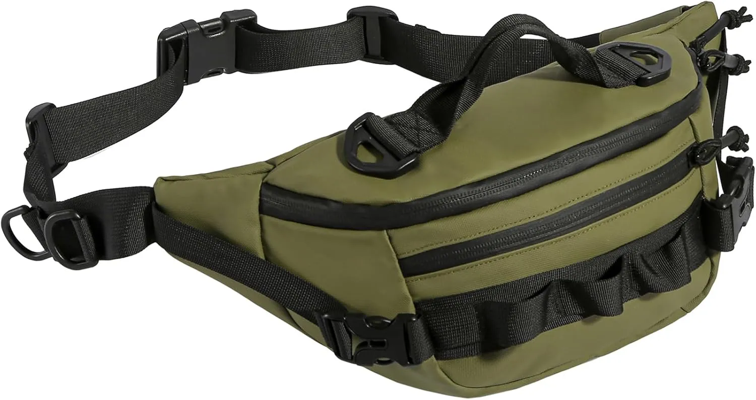 Tactical Fanny Pack for Men Women Military Waist Bag Molle Utility Hip Belt Pouch Crossbody Bags Bumbag for Cycling Hiking Walking Fishing Army Green