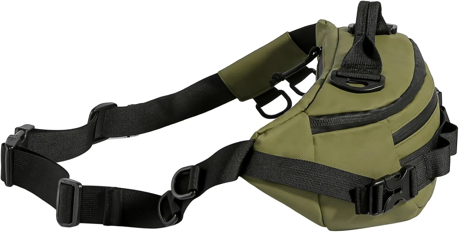 Tactical Fanny Pack for Men Women Military Waist Bag Molle Utility Hip Belt Pouch Crossbody Bags Bumbag for Cycling Hiking Walking Fishing Army Green