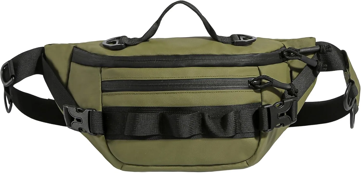 Tactical Fanny Pack for Men Women Military Waist Bag Molle Utility Hip Belt Pouch Crossbody Bags Bumbag for Cycling Hiking Walking Fishing Army Green