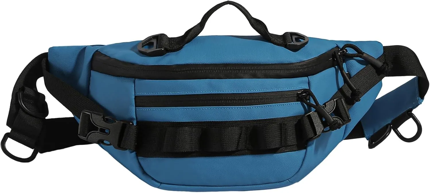 Tactical Fanny Pack for Men Women Military Waist Bag Molle Utility Hip Belt Pouch Crossbody Bags Bumbag for Cycling Hiking Walking Fishing Blue