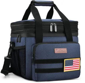 Tactical Lunch Box for Men- Large Insulated Lunch Bag-Expandable Adult Lunch Box with Adjustable Shoulder Strap-Large Lunch Tote Bag for Work Camping Fishing (Dark Blue)