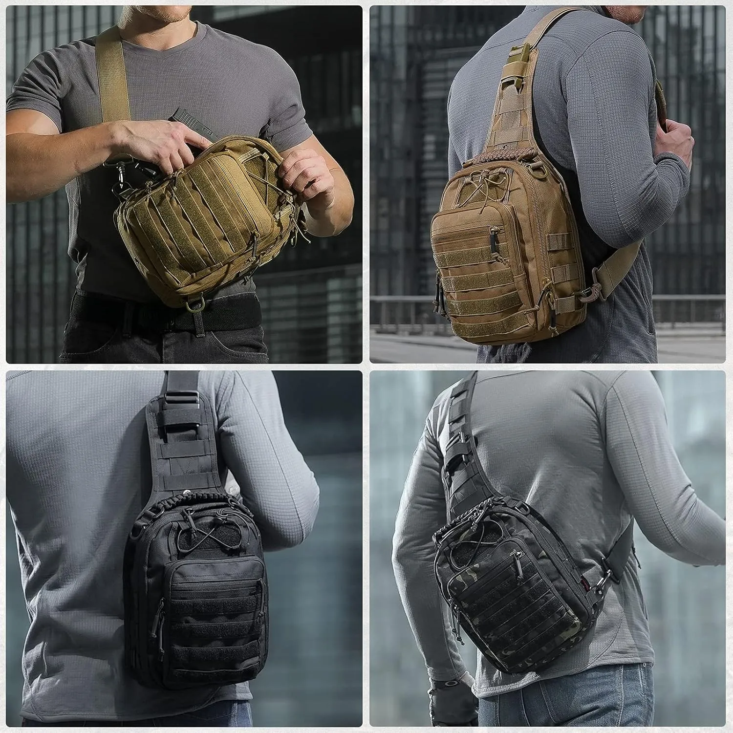 Tactical Sling Bag Pack Military Rover Shoulder Bag Molle Assault Range Bag Backpack 1050D
