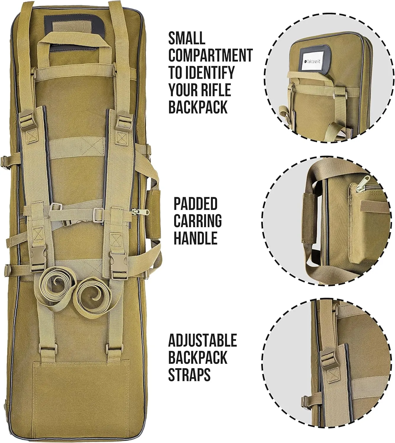 TaktZeit Tactical Rifle Case Outdoor Soft Rifle Bag for Hunting Fishing Gun Case with Adjustable Shoulder Strap
