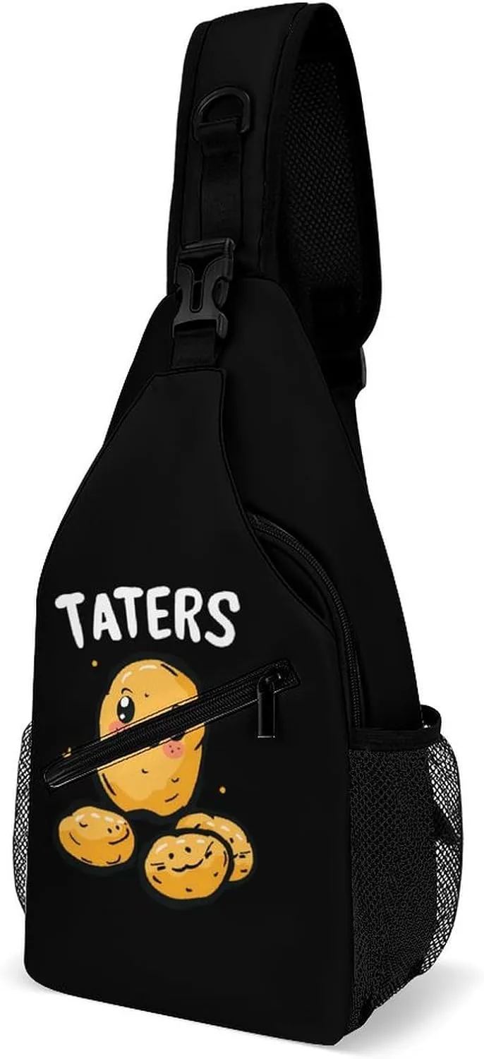 Taters Cute Potato Fashion Sling Bag Backpack Crossbody Shoulder Chest Bags Hiking Daypack