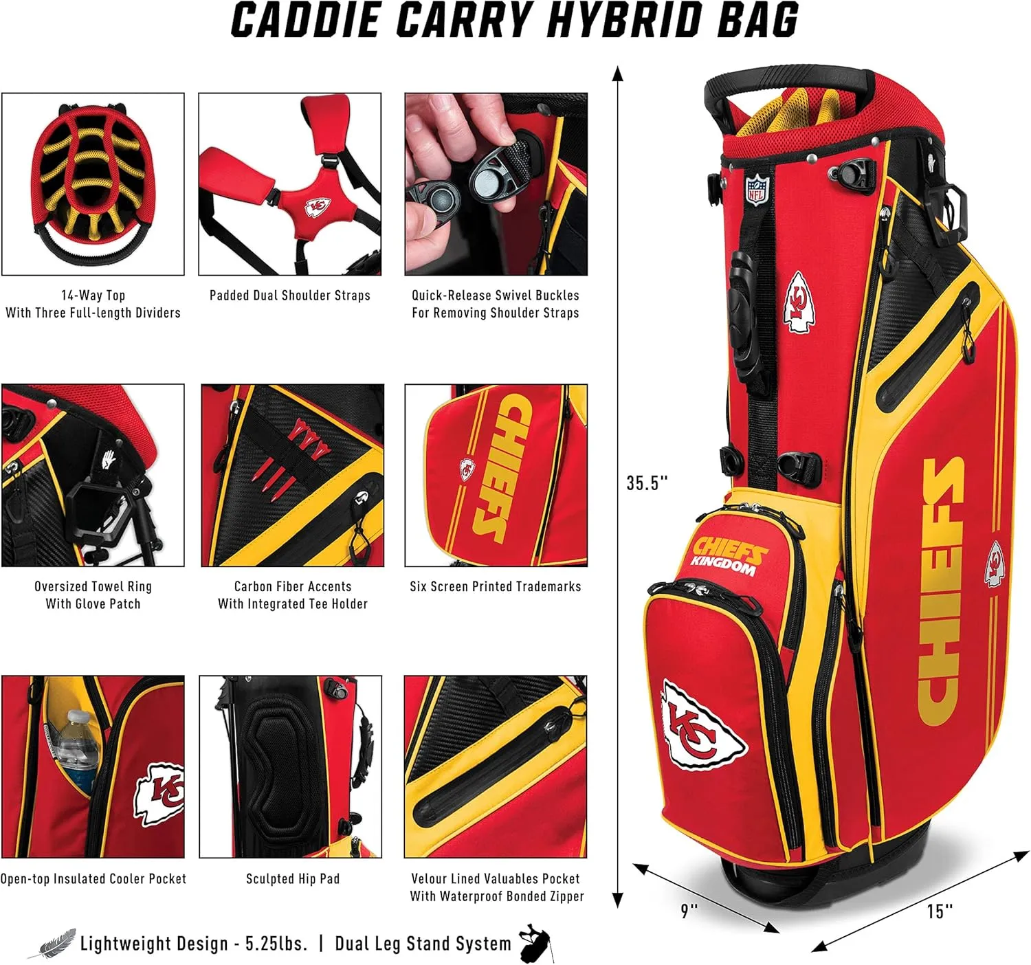 Team Effort NFL Caddie Carry Hybrid Golf Bag