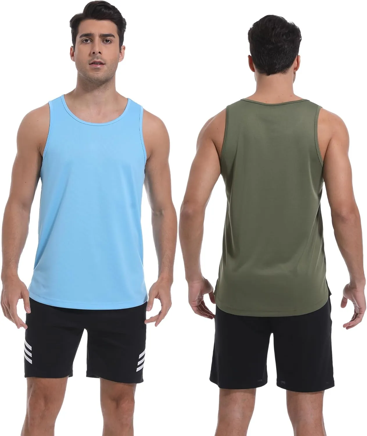 TELALEO 5 Pack Men's Workout Tank Tops Sleeveless Mesh Muscle Gym Shirt Quick Dry Black/Gray/Charcoal/Navy/Blue