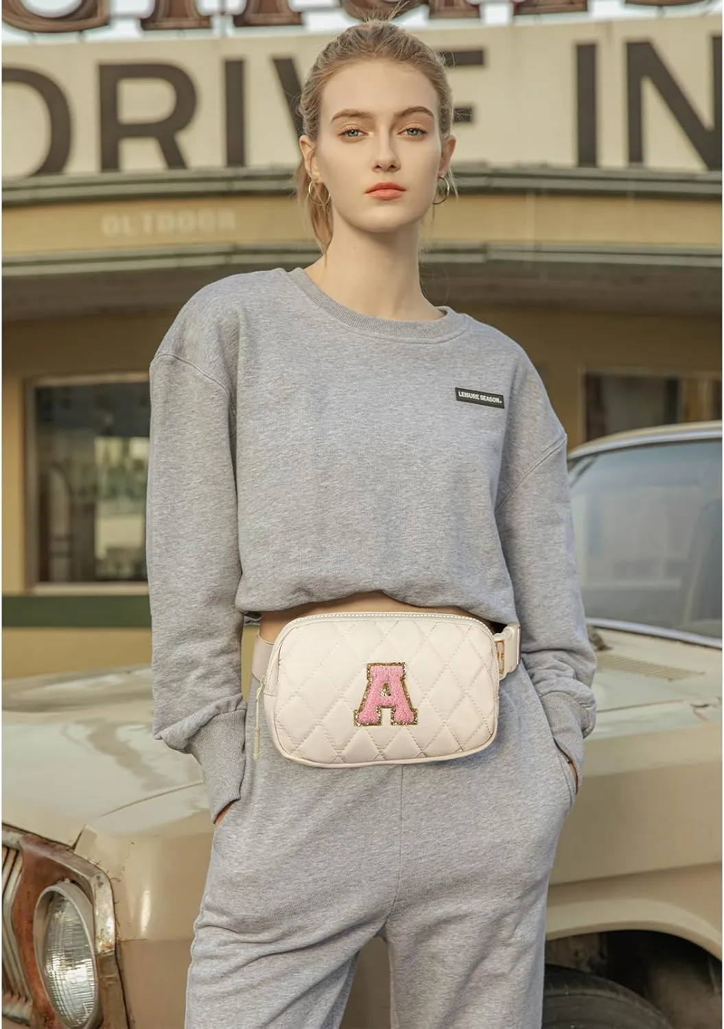 Telena Belt Bag for Women Men Fashionable Crossbody Fanny Pack for Women Waist Bag with Adjustable Strap Beige-Quilted