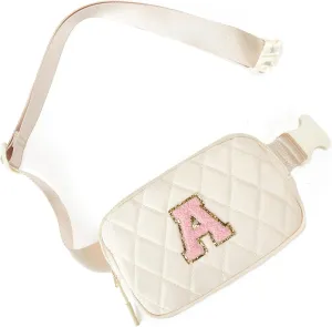 Telena Belt Bag for Women Men Fashionable Crossbody Fanny Pack for Women Waist Bag with Adjustable Strap Beige-Quilted