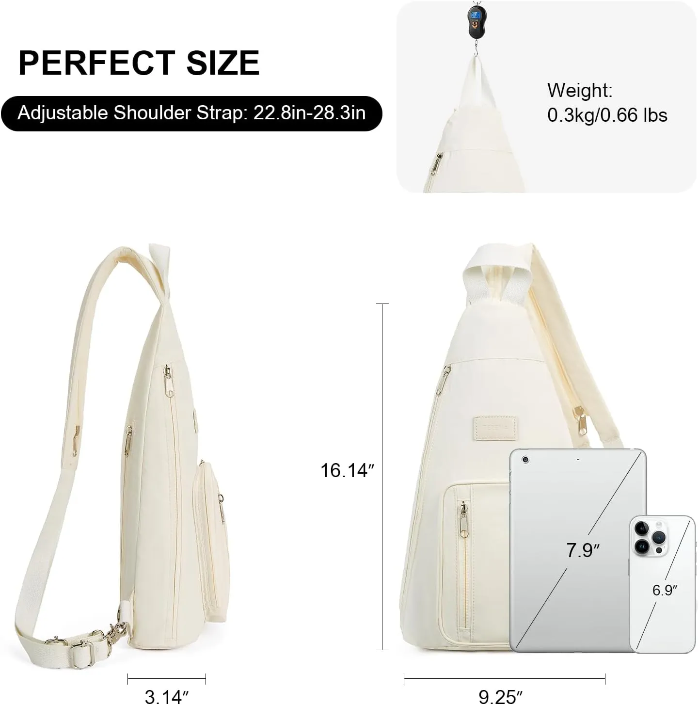 Telena Sling Bag Crossbody Backpack for Women Men 2 in 1 Lightweight Chest Bag Casual Daypack Backpacks for Travel Hiking Beige