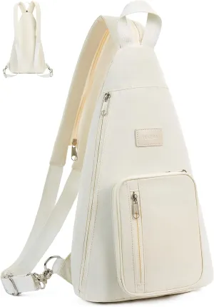 Telena Sling Bag Crossbody Backpack for Women Men 2 in 1 Lightweight Chest Bag Casual Daypack Backpacks for Travel Hiking Beige