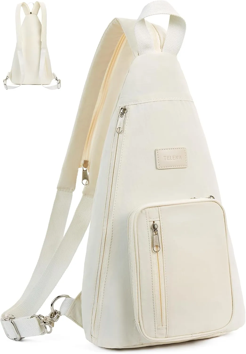 Telena Sling Bag Crossbody Backpack for Women Men 2 in 1 Lightweight Chest Bag Casual Daypack Backpacks for Travel Hiking Beige
