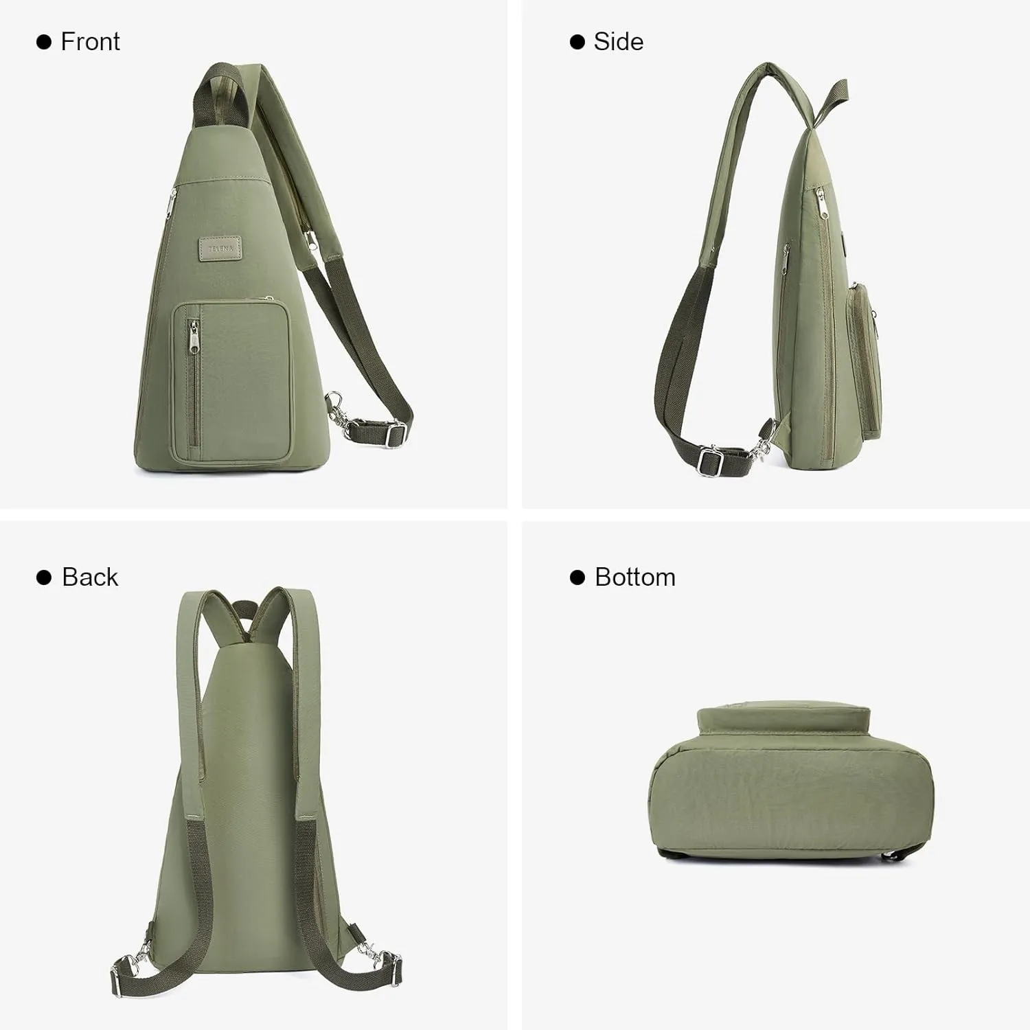 Telena Sling Bag Crossbody Backpack for Women Men 2 in 1 Lightweight Chest Bag Casual Daypack Backpacks for Travel Hiking Green
