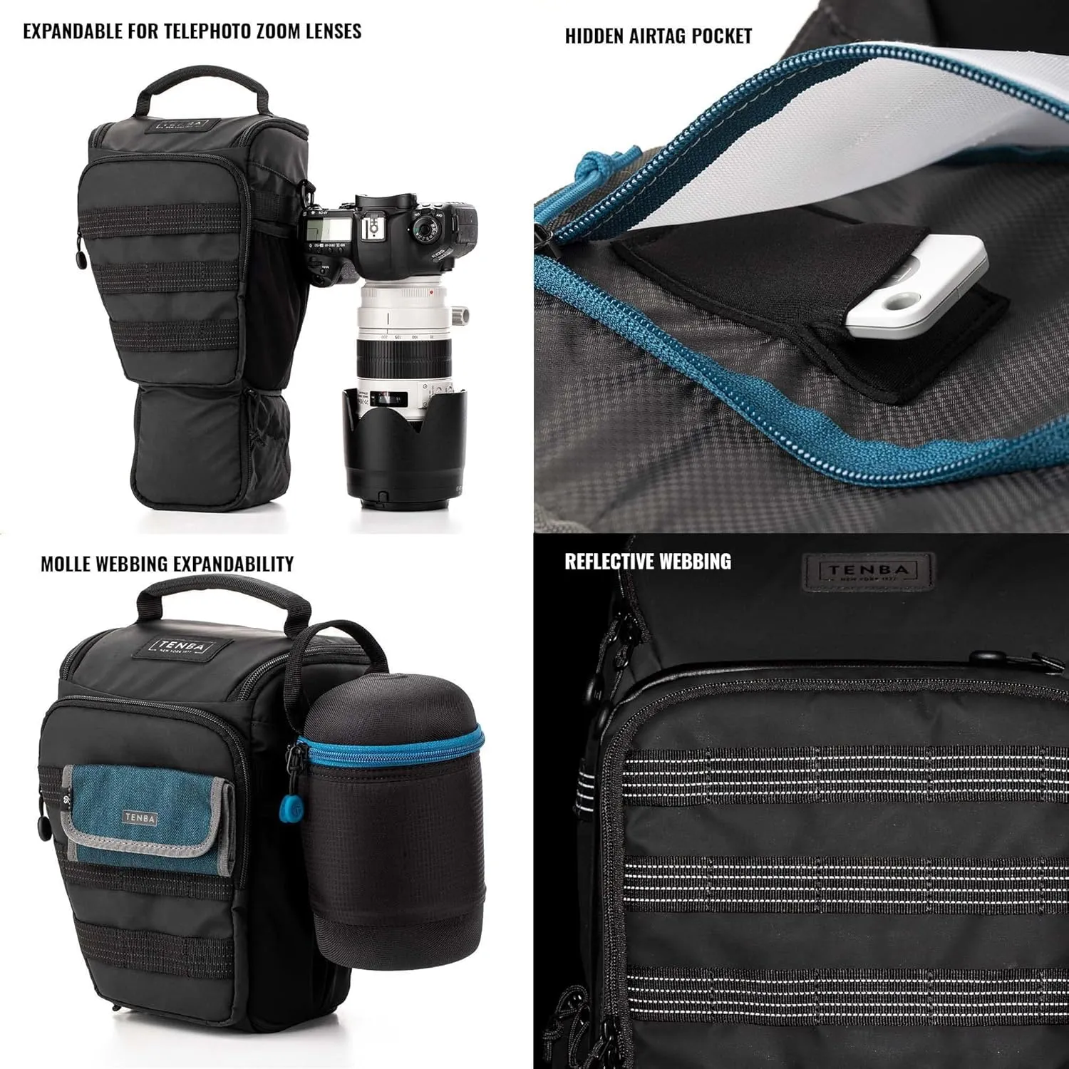 Tenba Axis v2 4L Top Loader Camera Bag for DSLR or Mirrorless Camera with Attached 24-70mm (or 70-200mm 2.8 When Bag is expanded) – Black (637-750)