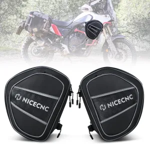 Tenere 700 Motorcycle Crash Bar Bags 2pcs, 11L Expandable Motorcycle Frame Bag Tool Accessories Storage Bag Travel Luggage Bag Compatible with Yamaha Tenere 700, Easy to Install, Black