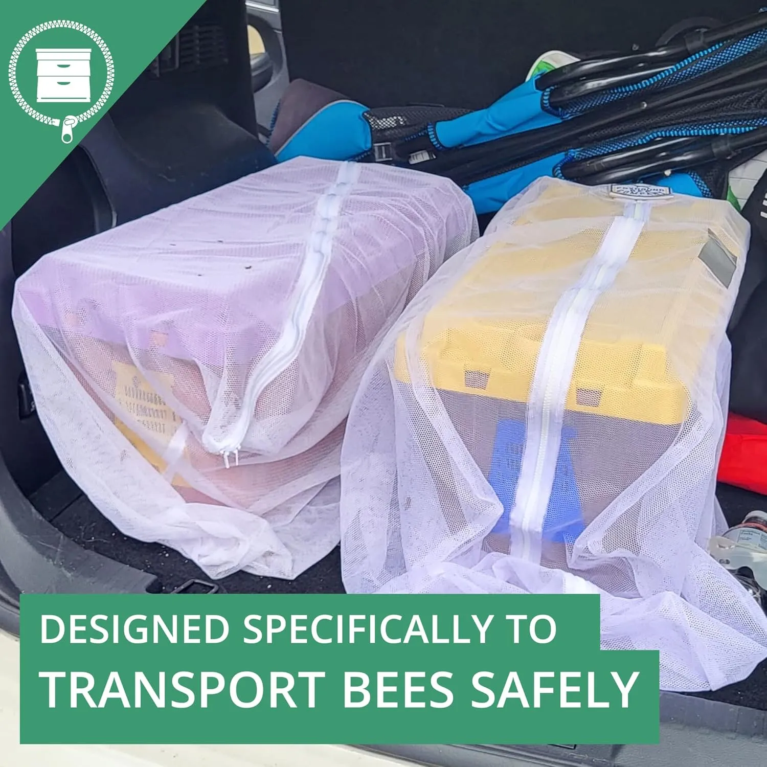 The Mesh Bag Designed for Beekeepers to Move Bees Safely and Securely with High Strength Mesh, YKK Zipper and Safety Lock Stiching - Package or Nucleus Hive