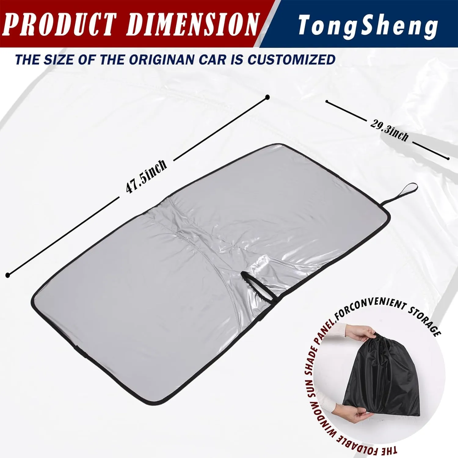 The Original Windshield Sun Shade Compatible with Fiat 500 2010-2024 Abarth 595 2014-2024 Car Windshield Reflective Sunshade Protector Sun Shade Accessories (Silver)