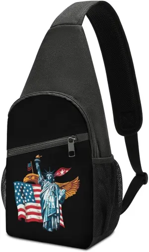 The Statue of U.S. Flag Bald Ea-gle Crossbody Bags for Women Men Sling Bag Casual Chest Bag Daypack for Travel Sport Hiking