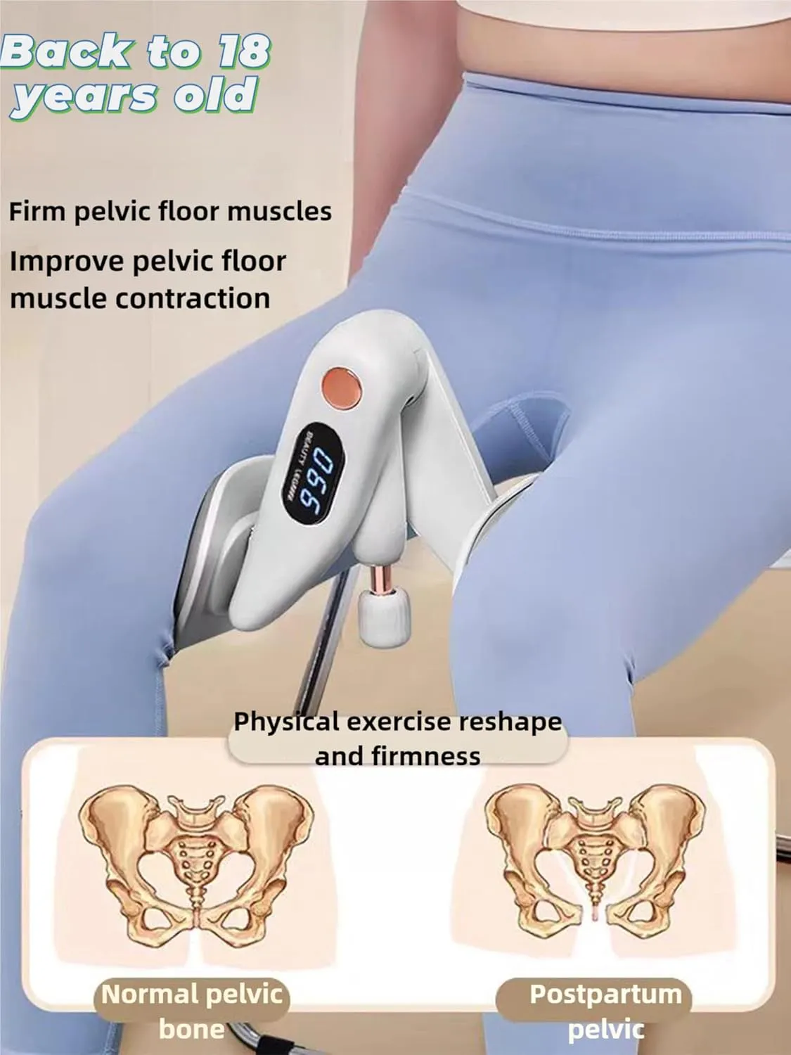 Thigh Master Hip Trainer, Kegel Exercises for Pelvic Floor Muscle, Adjustable Resistance, LCD Counter Hip Trainer for Home Workout, Inner Thigh Exerciser, Thigh Slimmer, Thigh & Hip Strengtheners
