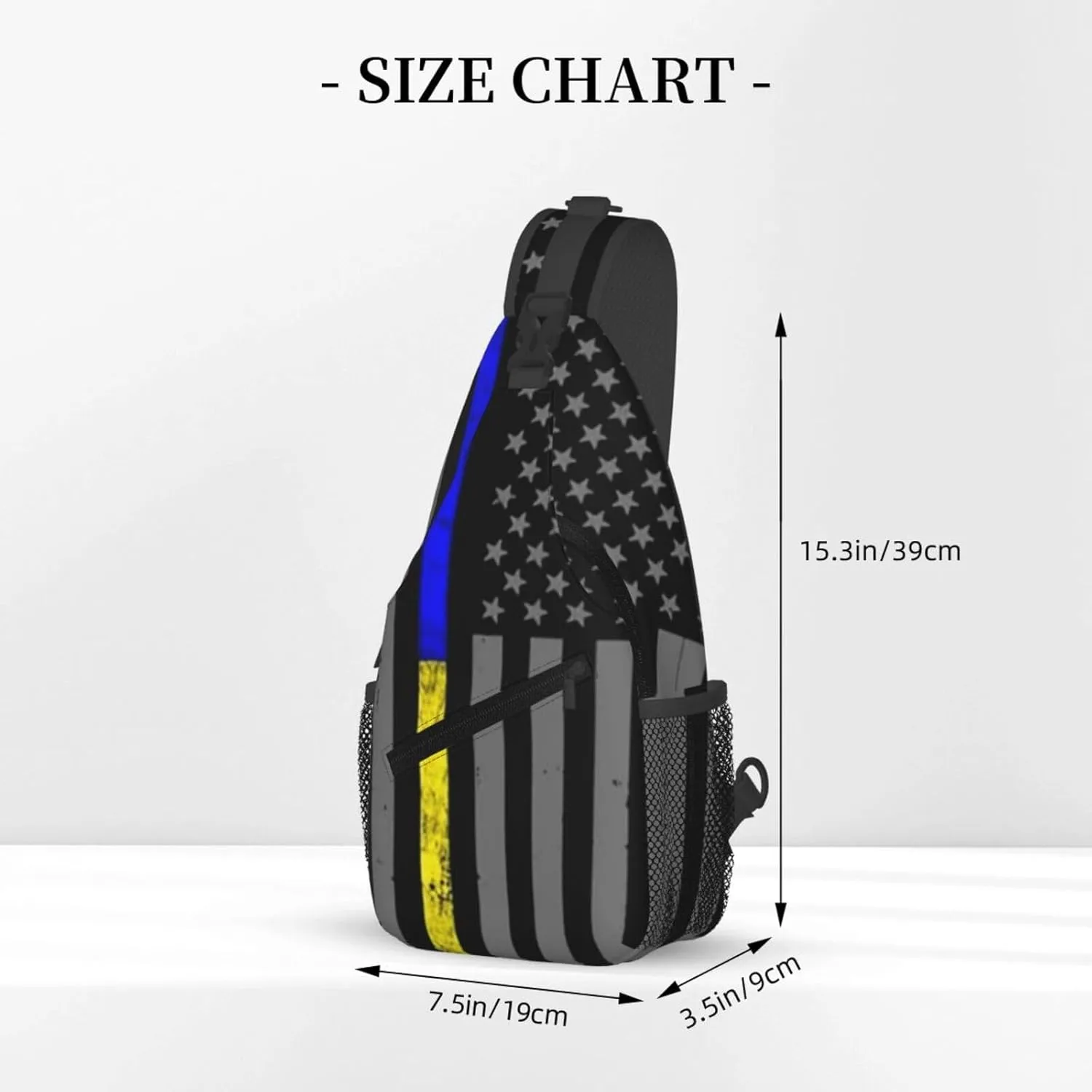 Thin Blue Gold Line Police Dispatcher Crossbody Backpack Dachshunds Dog Chest Bag Lightweight One Strap Backpack Multipurpose Travel Hiking For Men Women