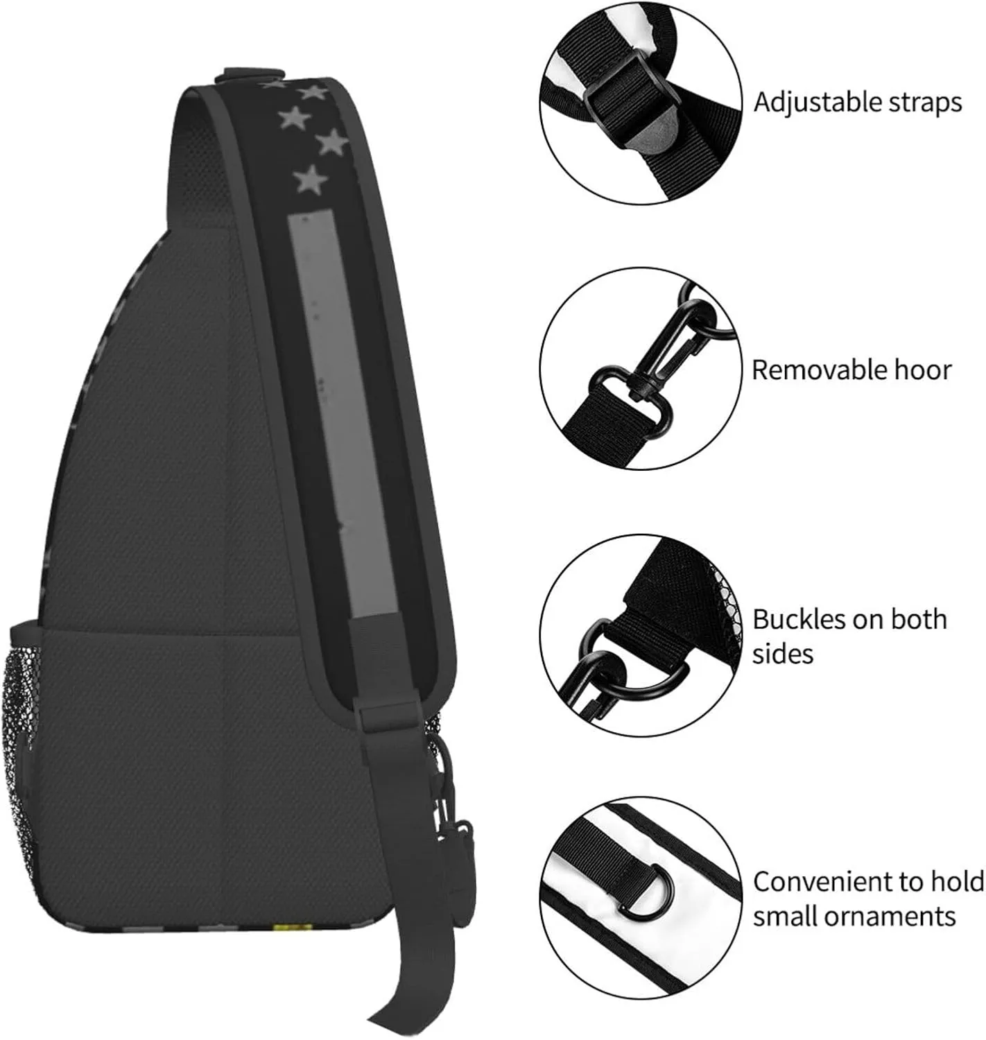 Thin Blue Gold Line Police Dispatcher Crossbody Backpack Dachshunds Dog Chest Bag Lightweight One Strap Backpack Multipurpose Travel Hiking For Men Women