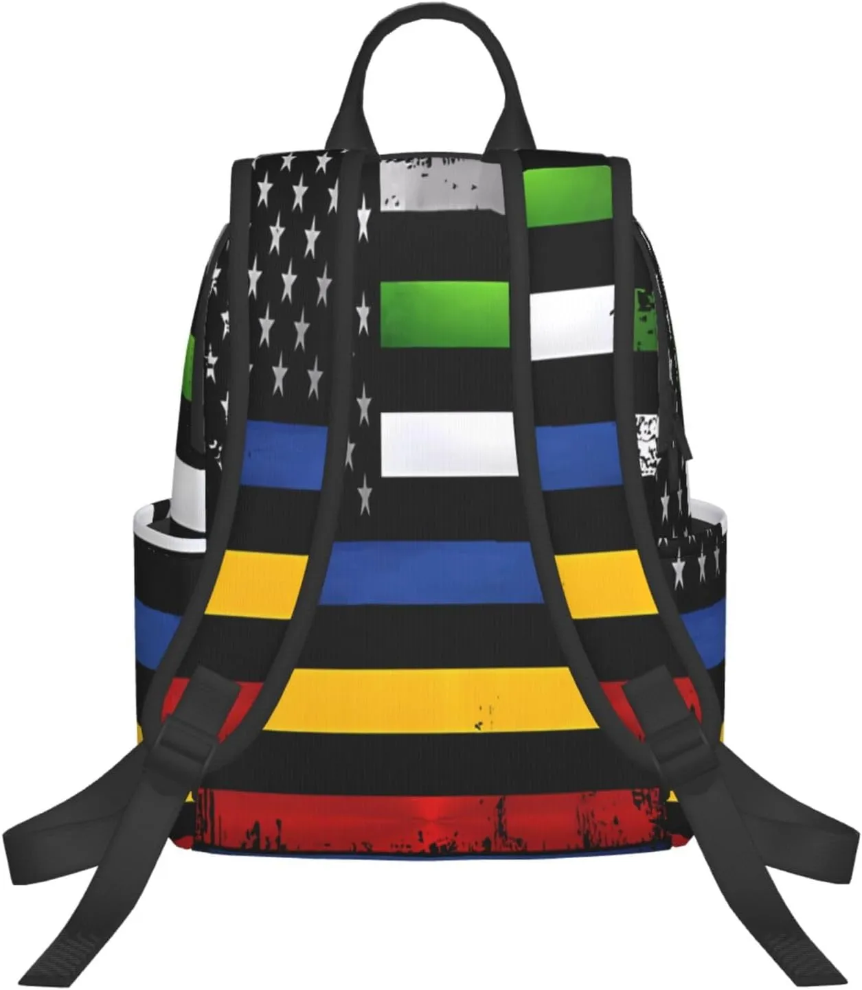 Thin Red Yellow Line American Flag Casual Backpacks Laptop Backpack Outdoor Travel Rucksack Sport Carry-On Daypack Lightweight Bag with Multi-Pockets