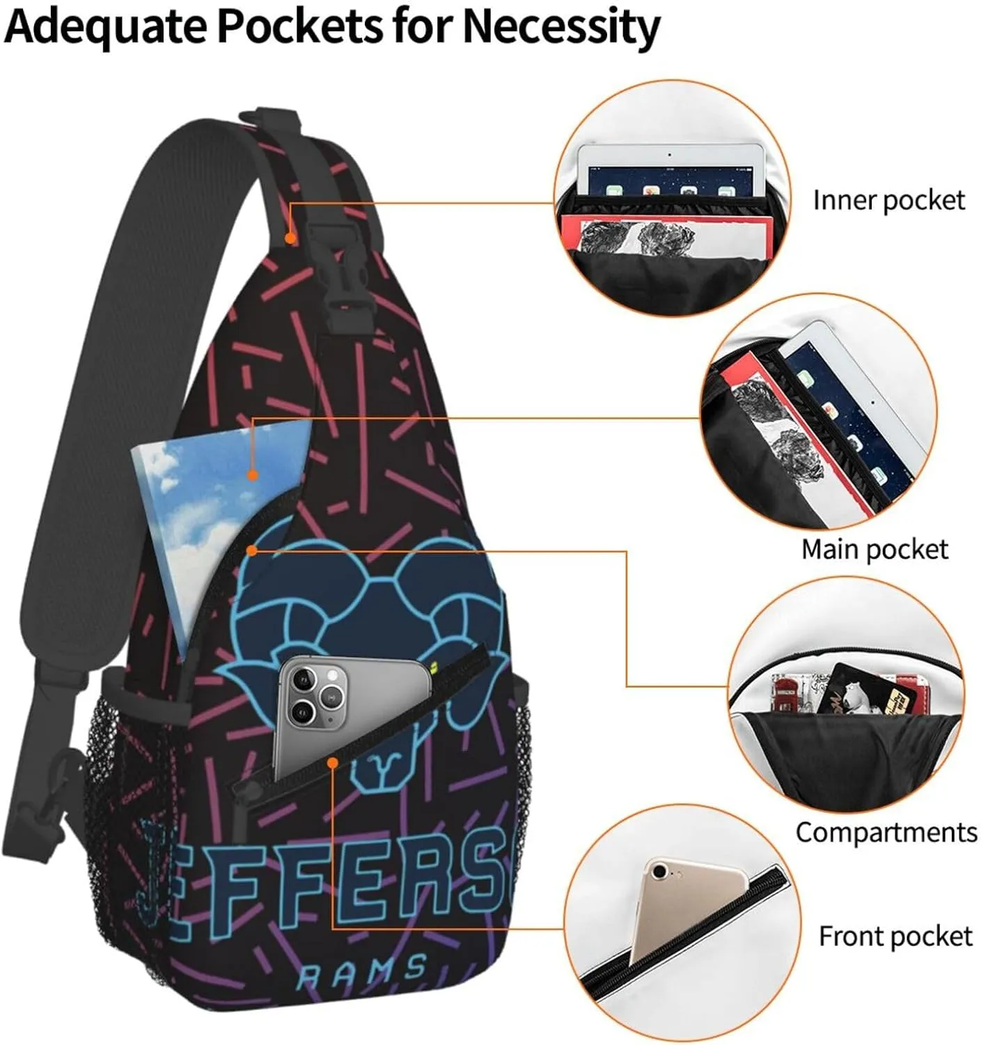Thomas Jefferson University Logo Small Crossbody Backpack Sling Bag For Men Women Mini One Shoulder Chest Bags Gym Sport Travel Hiking Daypack