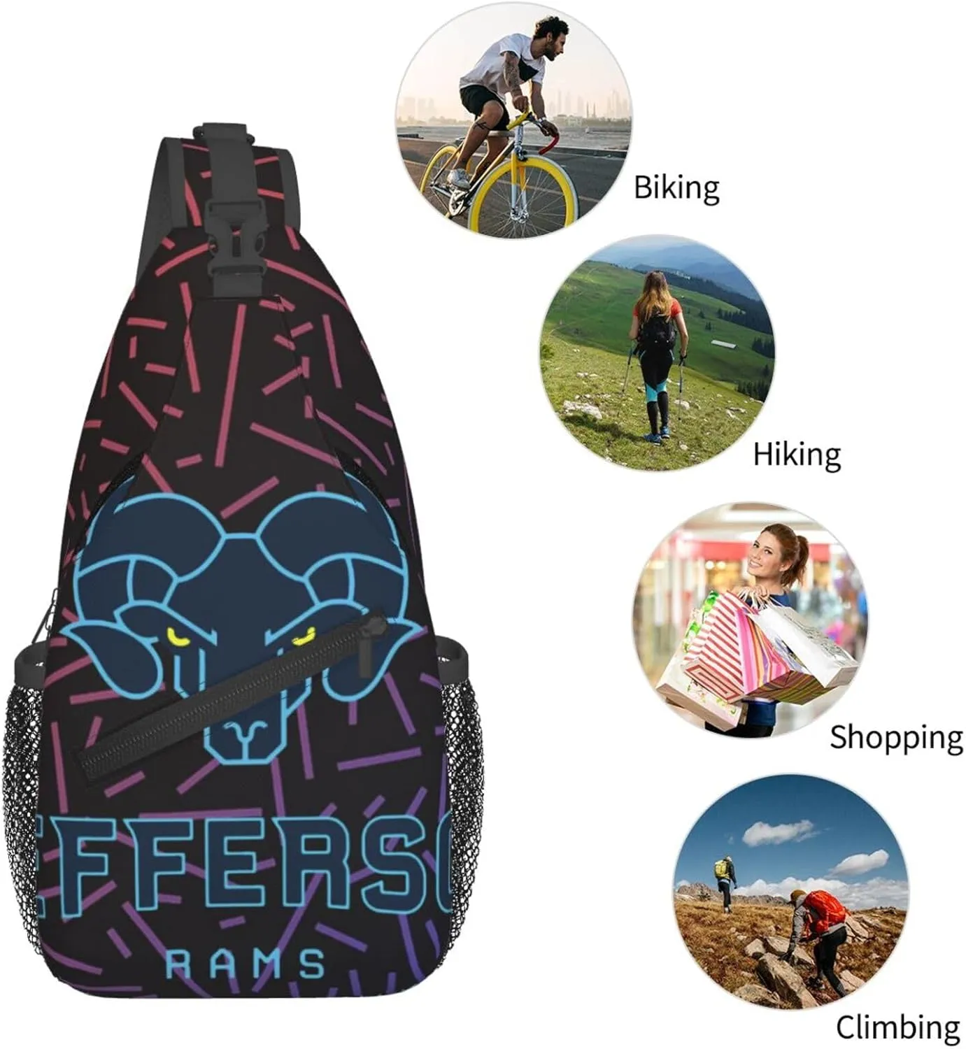 Thomas Jefferson University Logo Small Crossbody Backpack Sling Bag For Men Women Mini One Shoulder Chest Bags Gym Sport Travel Hiking Daypack