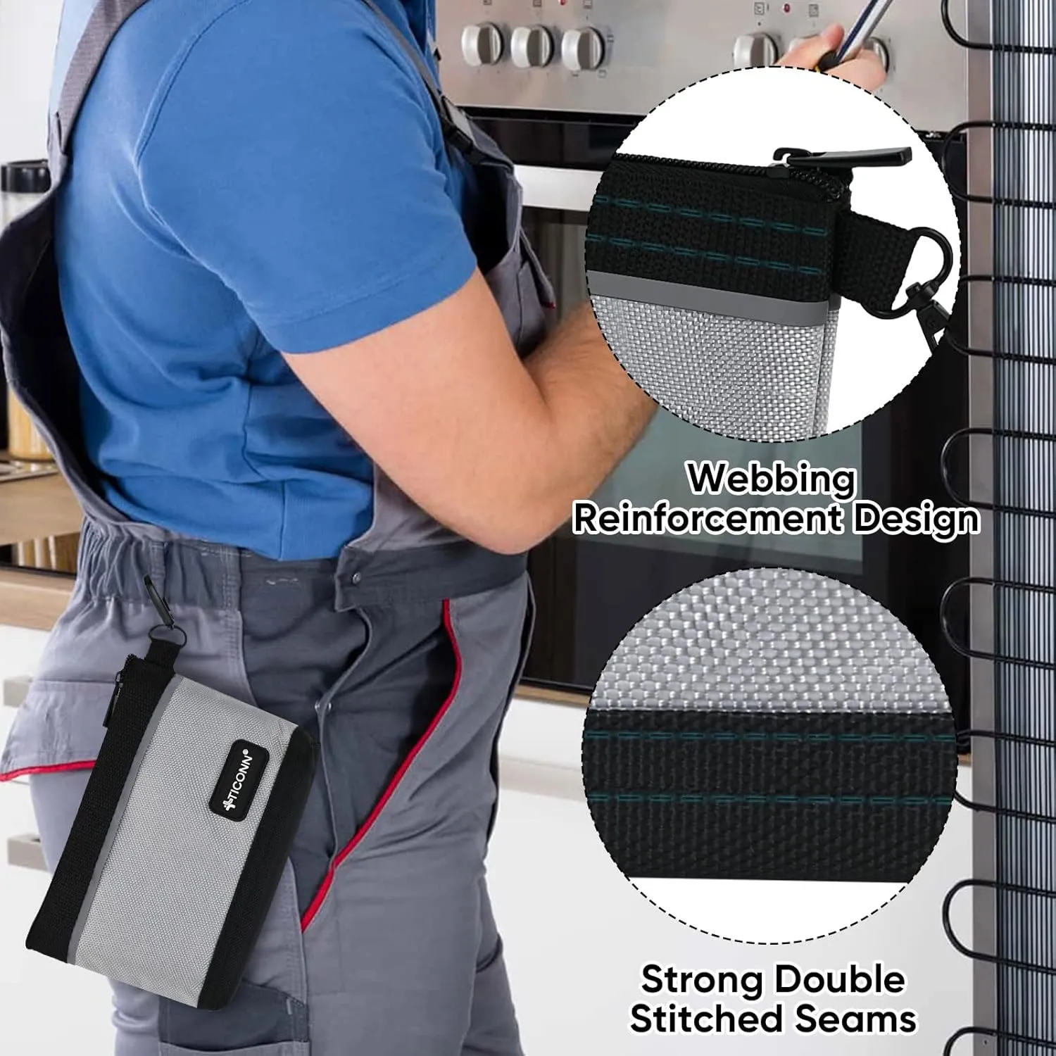 TICONN Tool Pouches with Zipper, 1680D Oxford Small Tool Bags, Waterproof Utility Bag Zipper Pouch for Tool Organizers and Storage (6 Pack Combo)