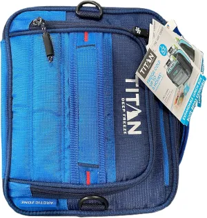 Titan Deep Freeze Expandable Lunch Box with 2 Ice Walls, Blue,Gray, Black, 14x14x14