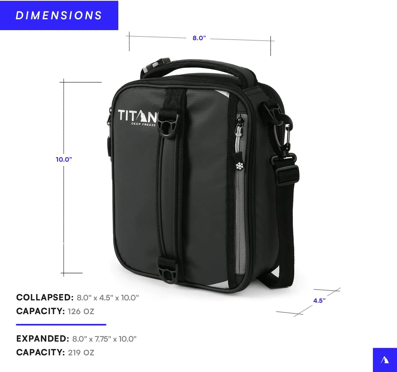 Titan High Performance Fridge Cold Expandable Insulated Lunch Box - Black/Silver