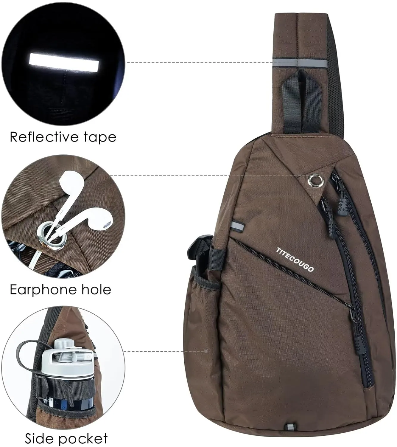 TITECOUGO Sling Bag Crossbody Shoulder Outdoor Travel Hiking Backpack for Women & Men