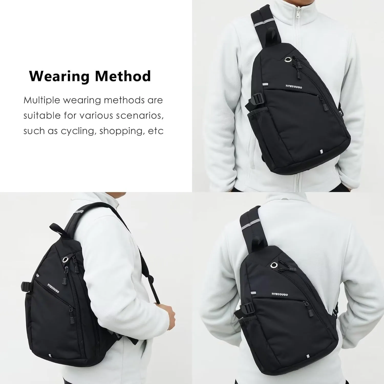 TITECOUGO Sling Bag Crossbody Shoulder Outdoor Travel Hiking Backpack for Women & Men