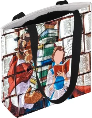 TOBGBE Beauty Beast Story Inspired Merch Princess Be-la Library Character Tote Bag Fairy Tales Reading Gifts Bookish Shoulder