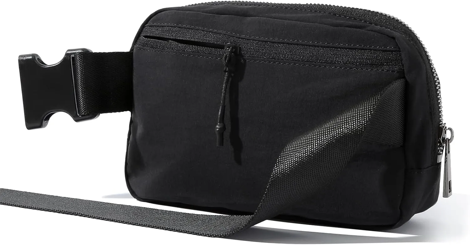 TOBVZOO Belt Bag with Keychain Card Wallet for Women Men, Everywhere Fanny Pack Crossbody Bags with Adjustable Strap, Mini Fashion Waist Packs (Black with Keychain Wallet)