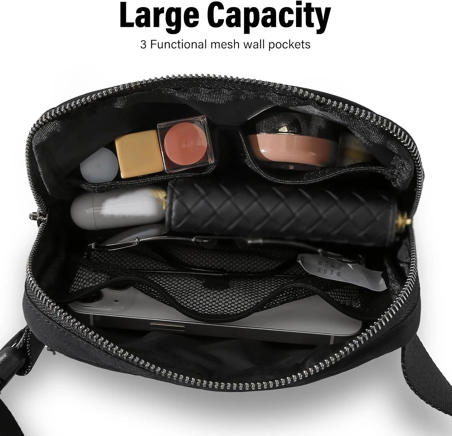 TOBVZOO Belt Bag with Keychain Card Wallet for Women Men, Everywhere Fanny Pack Crossbody Bags with Adjustable Strap, Mini Fashion Waist Packs (Black with Keychain Wallet)