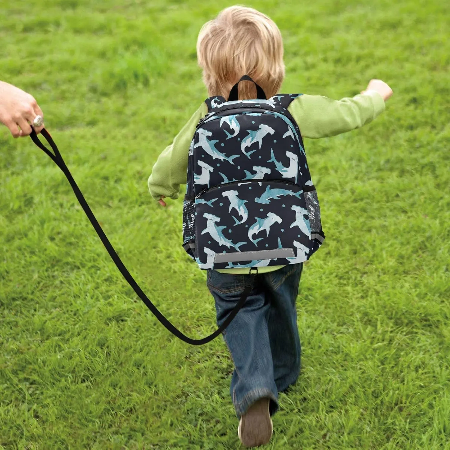 Toddler Backpack Boy Kids Backpack with Chest Strap, 12 Inch Children Hammerhead Shark School Bag Safety Leashes Removable Tether Bookbag