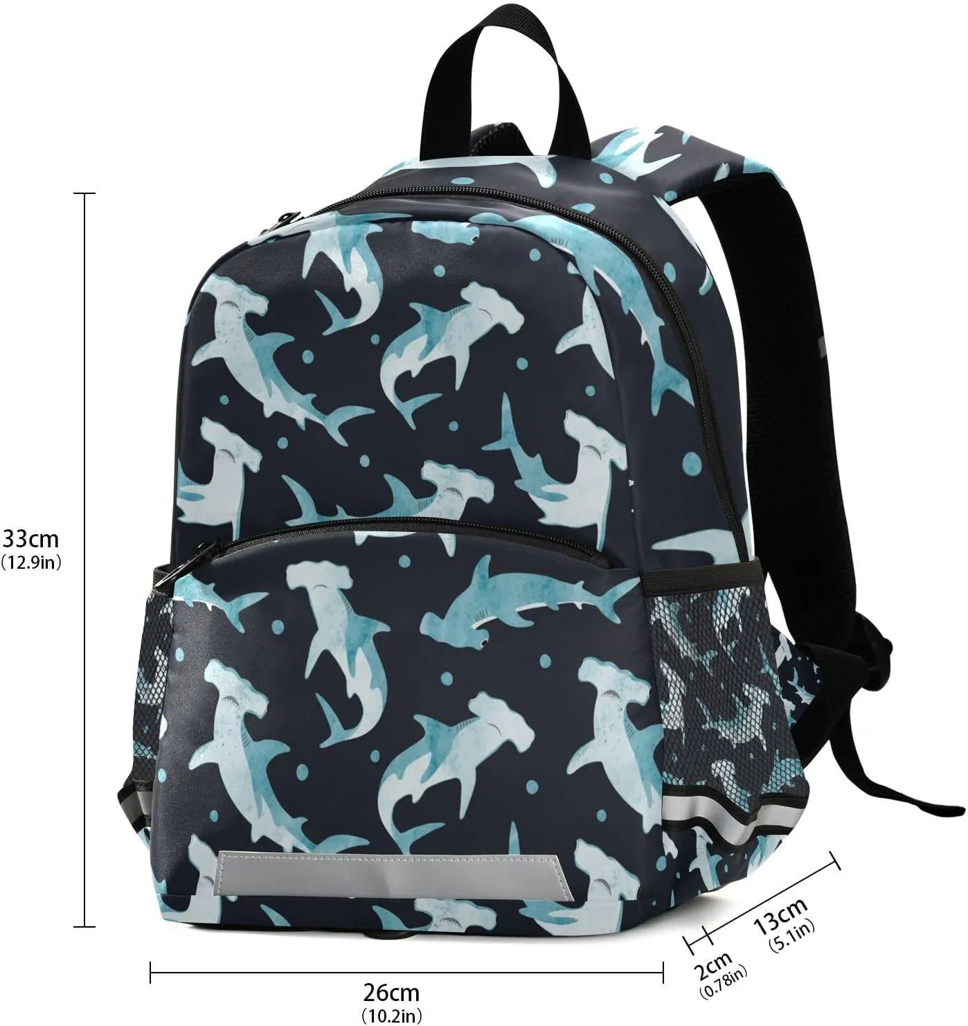 Toddler Backpack Boy Kids Backpack with Chest Strap, 12 Inch Children Hammerhead Shark School Bag Safety Leashes Removable Tether Bookbag
