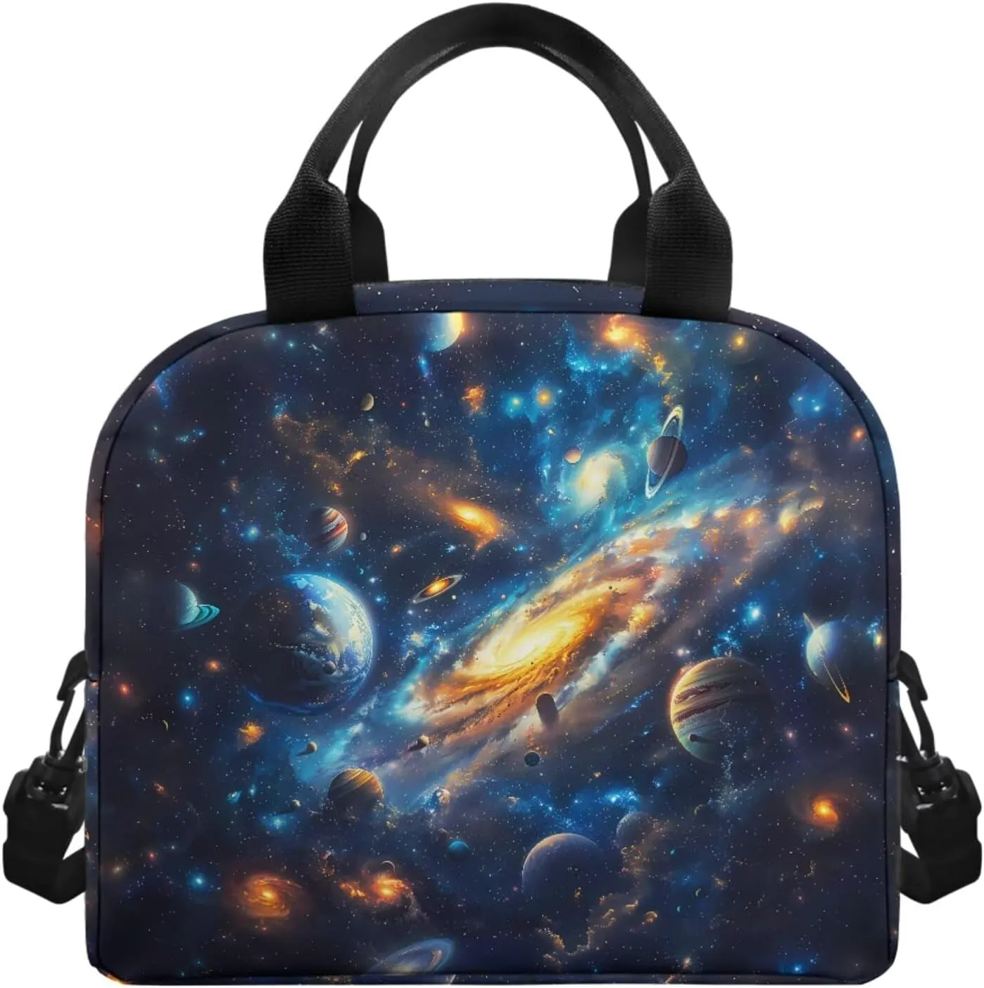 TODIYADDU Galaxy Planet Backpack for Girls Kids Bookbag with Lunch Box Water Bottle Pouch, and Insulated Water Bottle Boys 4 PCS Lightweight Elementary Middle School Bag for 5th Grade Kids
