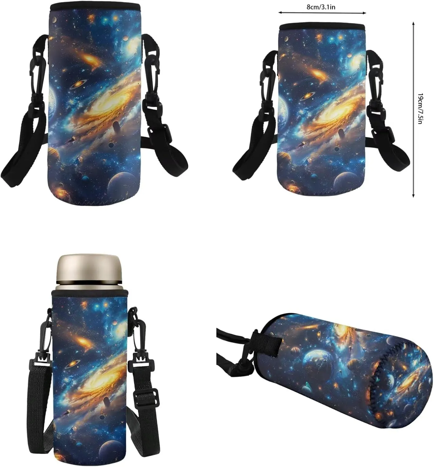 TODIYADDU Galaxy Planet Backpack for Girls Kids Bookbag with Lunch Box Water Bottle Pouch, and Insulated Water Bottle Boys 4 PCS Lightweight Elementary Middle School Bag for 5th Grade Kids