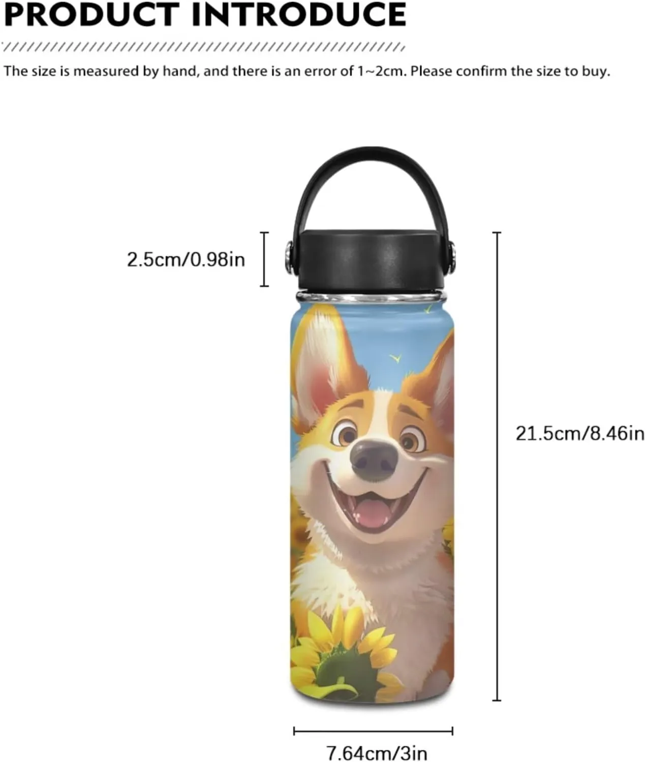 TODIYADDU Sunflower Corgi Backpacks for Girls 5th Grade Kids Bookbag with Lunch Box Boys Water Bottle Holder and Insulated Water Bottle 4 in 1 School Bag Lightweight Bags Aged 8-10 Students