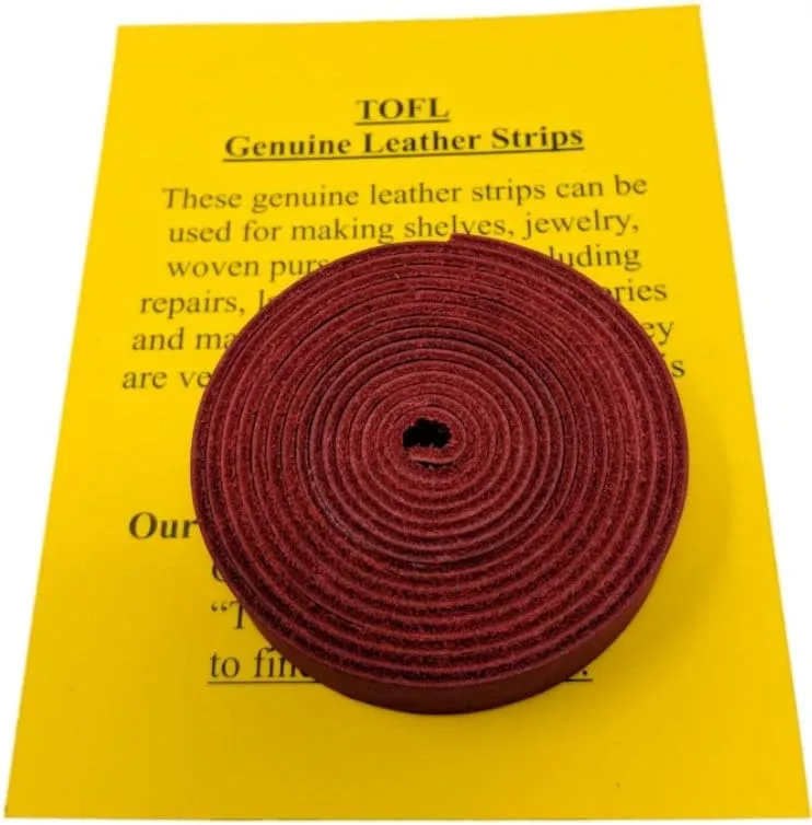 TOFL Genuine Top-Grain Leather Strap | 72 Inches Long | 5/8 Inch Wide | 1/16 Inch Thick (4-5 oz) | 1 Leather Strip for DIY Arts & Craft Projects, Clothing, Jewelry, Wrapping | Red