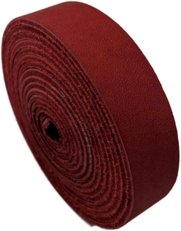 TOFL Genuine Top-Grain Leather Strap | 72 Inches Long | 5/8 Inch Wide | 1/16 Inch Thick (4-5 oz) | 1 Leather Strip for DIY Arts & Craft Projects, Clothing, Jewelry, Wrapping | Red