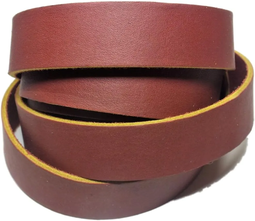 TOFL Genuine Top-Grain Leather Strap 72 Inches Long 7/8 Inch Wide 1/8 Inch Thick (7-8 oz) Burgundy