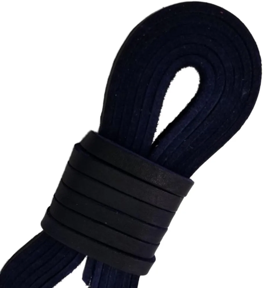 TOFL Leather Straps | 2 Pieces | 72 Inches Long | 1/4 Inch Wide | 1/8 Inch Thick | Baseball and Softball Mitt and Glove Lace, Jewelry, Hanging Pictures, Shelves, Decorating Furniture | Dark Navy Blue