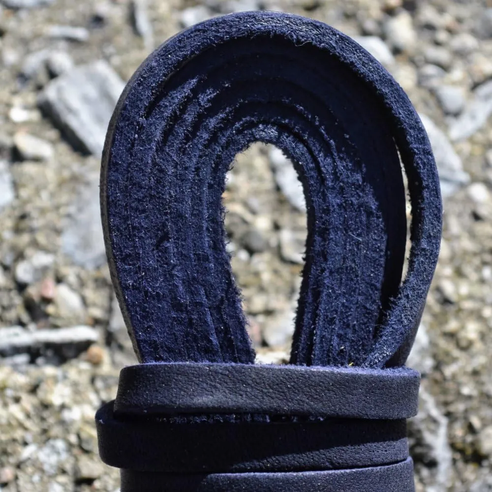 TOFL Leather Straps | 2 Pieces | 72 Inches Long | 1/4 Inch Wide | 1/8 Inch Thick | Baseball and Softball Mitt and Glove Lace, Jewelry, Hanging Pictures, Shelves, Decorating Furniture | Dark Navy Blue