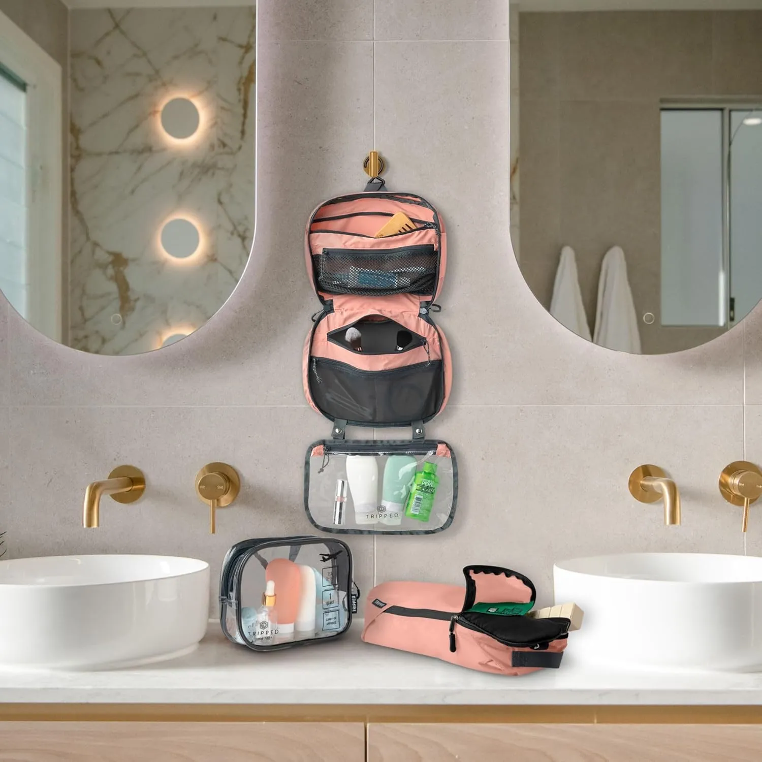 Toiletry Bag Kit Set: Hanging Travel Toiletry Bag   311 TSA Cosmetic Liquid Bag   Ultralight Accessory Organizer Pouch